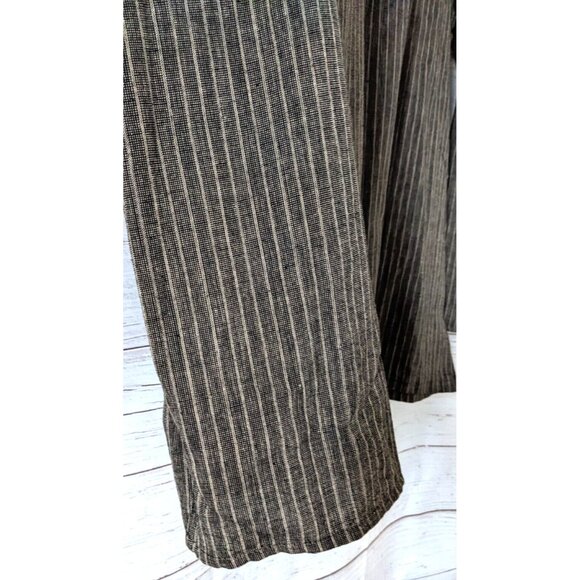 New Kurta Shirt Men 1/3 Button Up Brown 100% Cotton Striped Cuffless Long Sleeve - Picture 4 of 11